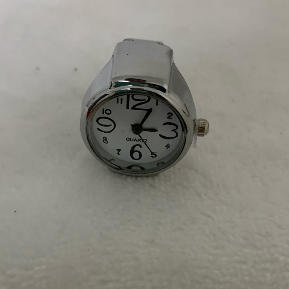 Quartz Watch Ring with White Dial